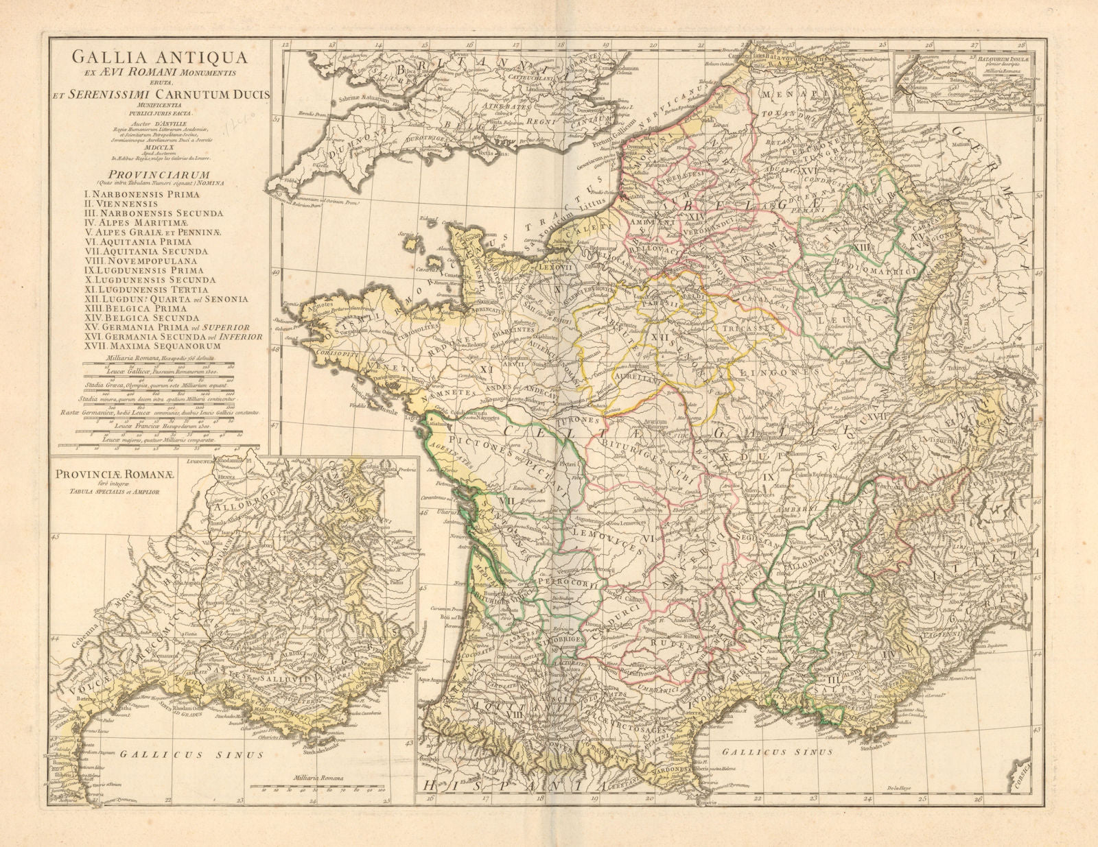 'Gallia Antiqua ex Aevi Romani Monumentis eruta…' D'ANVILLE. Gaul 1760 old map